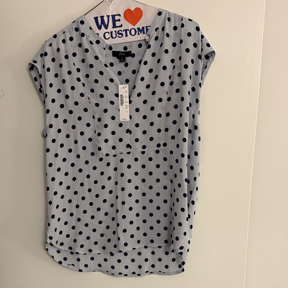 J. Crew Blue Polka Dot Blouse